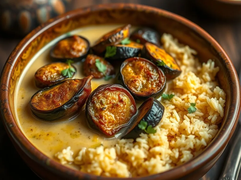 vegetarian healthy dinner- Kashmiri Dahi Baigan
