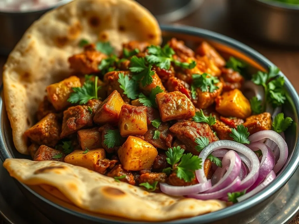 vegetarian healthy lunch - Punjabi Style Spicy Arbi Sabzi