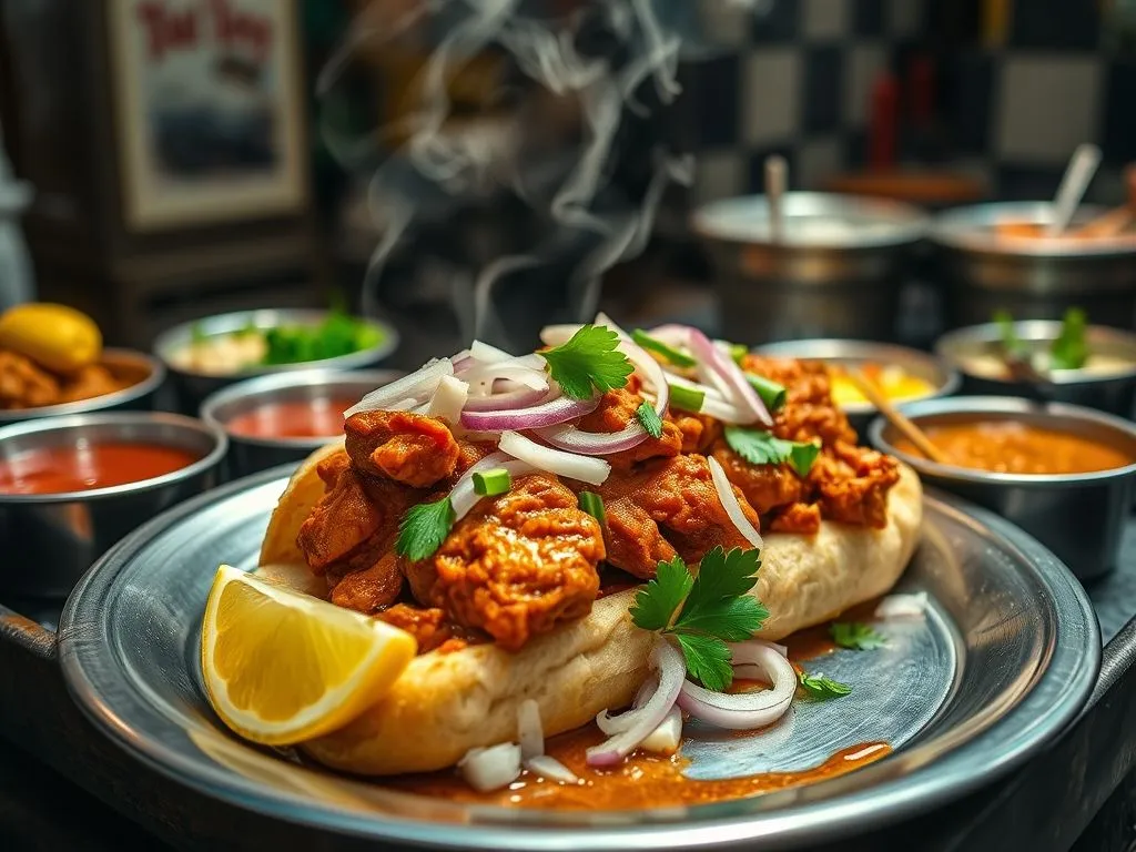 nonveg fast food lunch - Chicken Pav