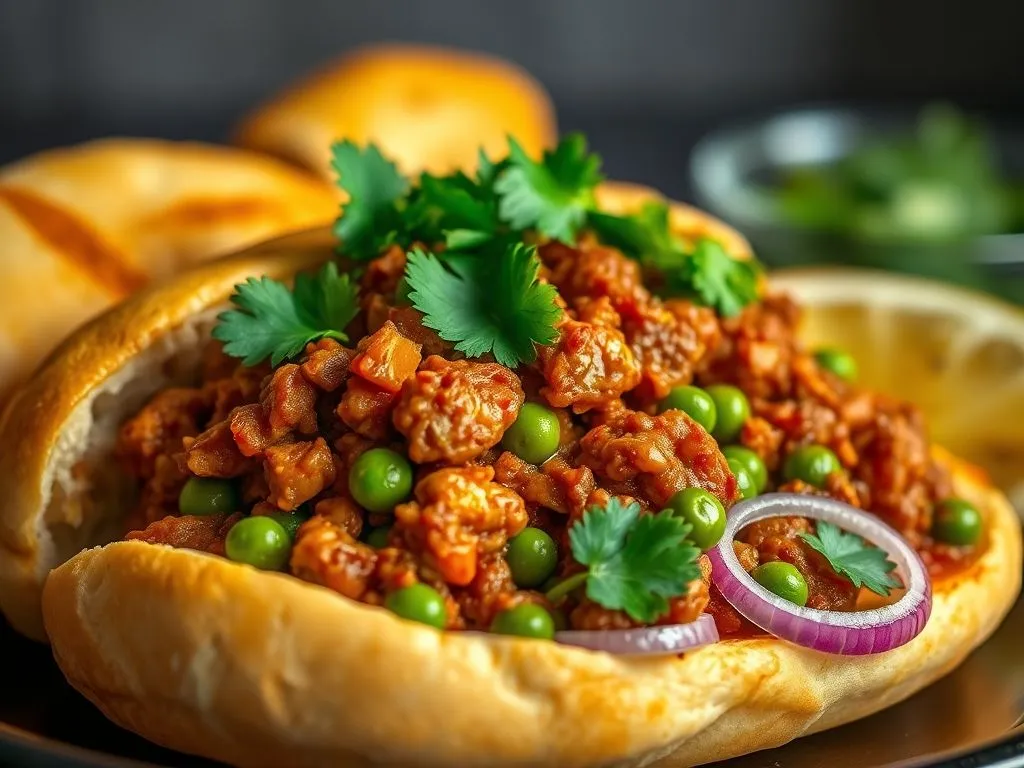 pav street snack - Chicken Keema Pav